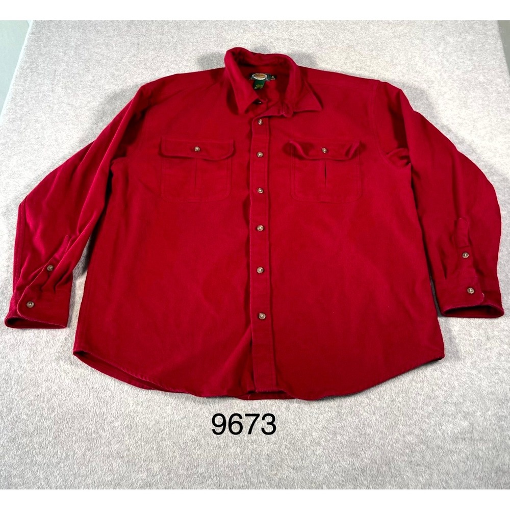 Vintage Cabela's Shirt Mens XL Red Cotton Button Up Winter Workwear Casual